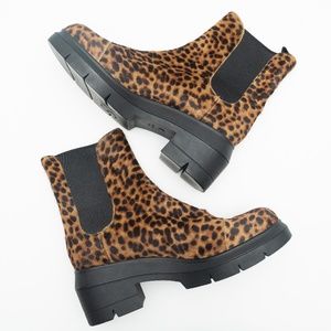 Stuart Weitzman. ​Norah Leopard Print Calf Hair Chelsea Boots